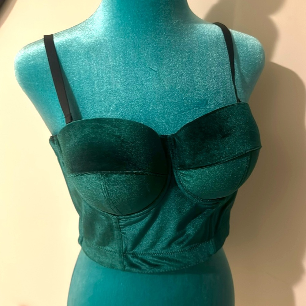 Green suede top